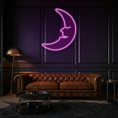 Dreamy Young Moon Neon Whimsical Nighttime Wonder - Shineneon