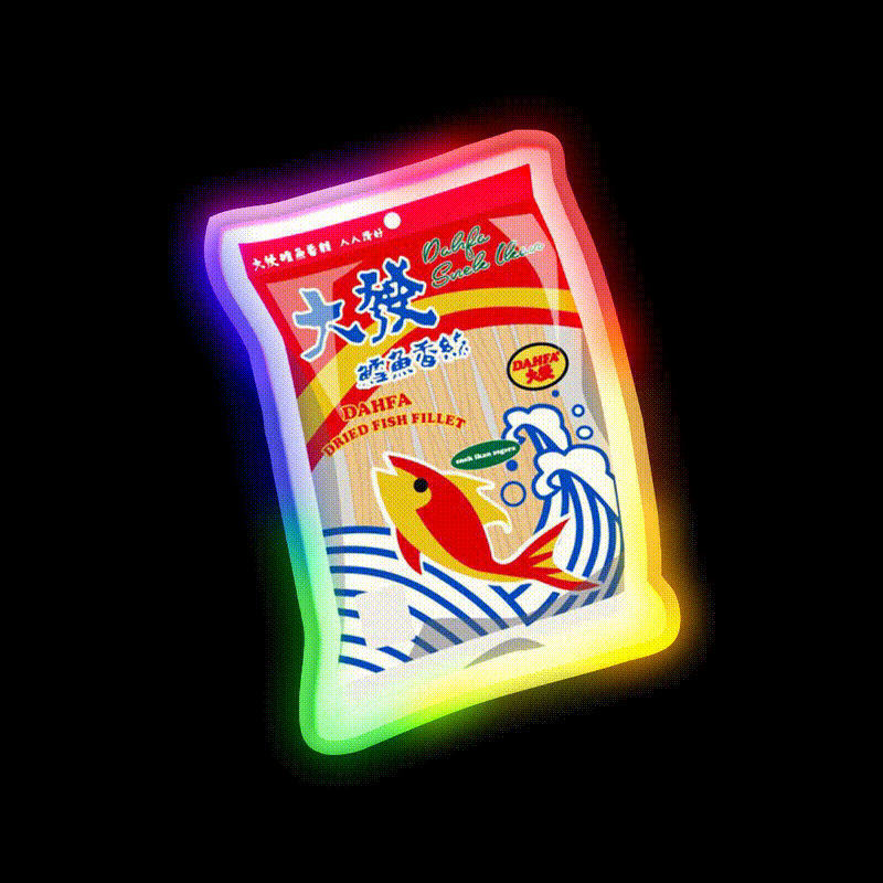 Dried Fish Fillet Snack Icon Snack Food Led Neon Sign Rgb Color