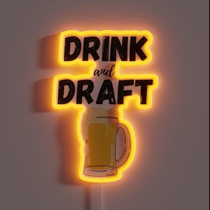 Drink And Draft Funny Fantasy Football Rgb Led Neon Sign - Shineneon