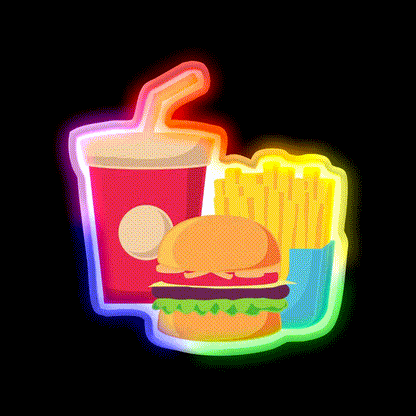 Drink And Fries Fast Food Led Neon Sign For Burger Place Wall Art Rgb Color - LED neon sign close-up detail