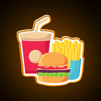 Drink And Fries Fast Food Led Neon Sign For Burger Place Wall Art Rgb Color - Shineneon