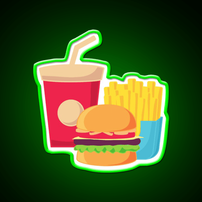 Drink And Fries Fast Food Led Neon Sign For Burger Place Wall Art Rgb Color - Shineneon