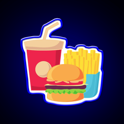 Drink And Fries Fast Food Led Neon Sign For Burger Place Wall Art Rgb Color - Shineneon