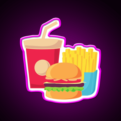 Drink And Fries Fast Food Led Neon Sign For Burger Place Wall Art Rgb Color - Shineneon