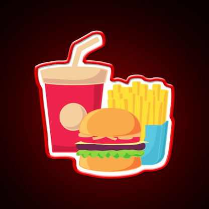 Drink And Fries Fast Food Led Neon Sign For Burger Place Wall Art Rgb Color - Shineneon