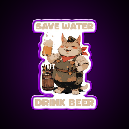 Drink Beer Always Man Cave Bar Led Neon Sign Rgb Color