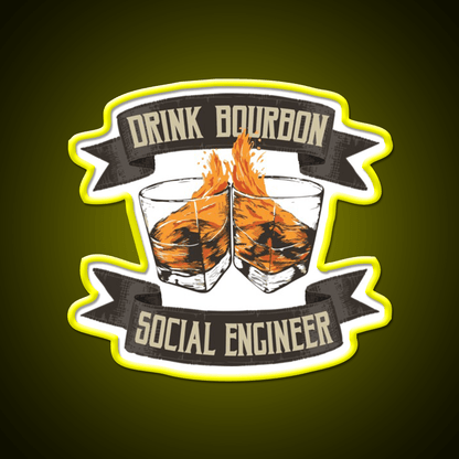 Drink Bourbon Social Engineer Whiskey Drink Bar Led Neon Sign Rgb Color - Shineneon