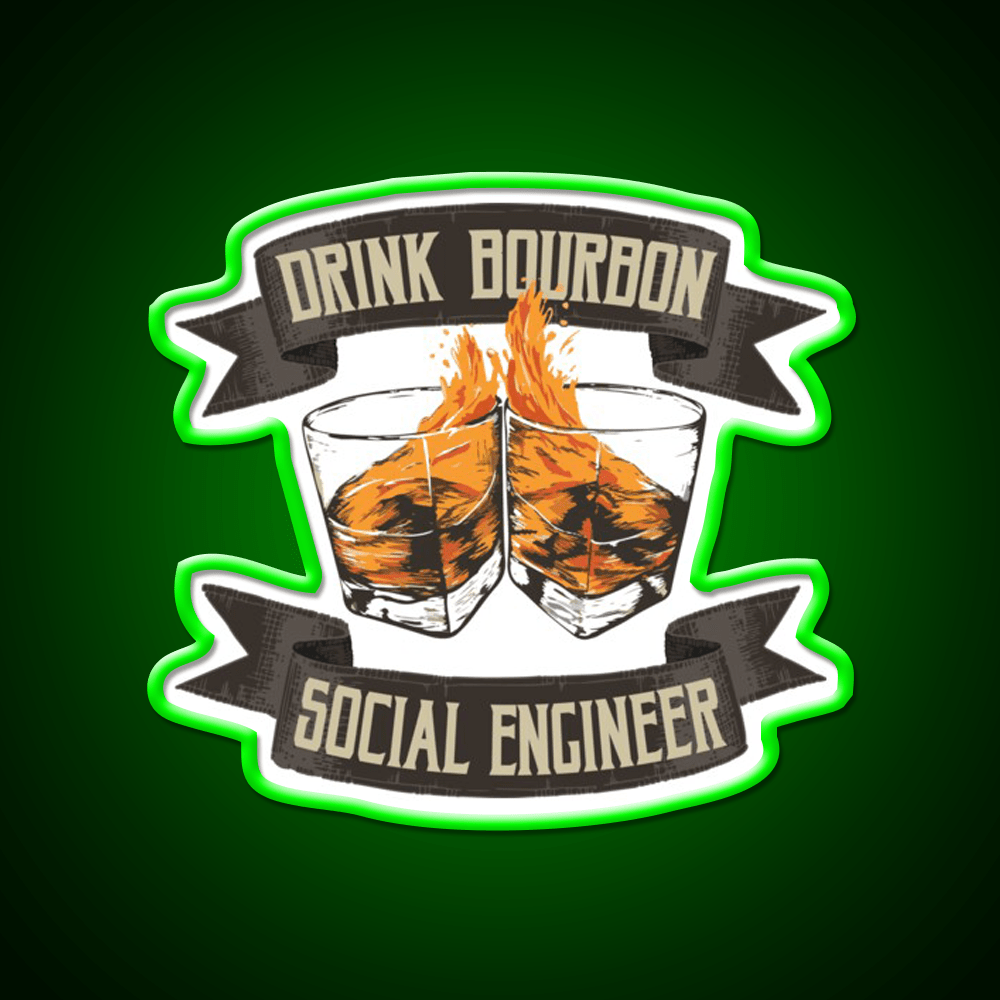 Drink Bourbon Social Engineer Whiskey Drink Bar Led Neon Sign Rgb Color - Shineneon