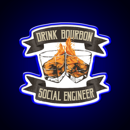 Drink Bourbon Social Engineer Whiskey Drink Bar Led Neon Sign Rgb Color - Shineneon