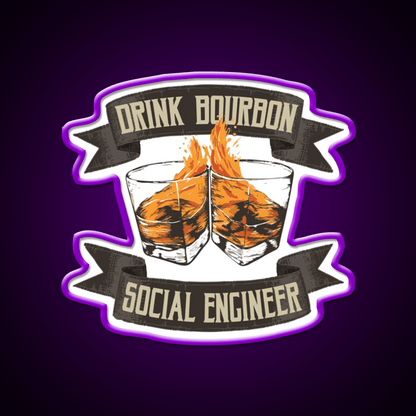 Drink Bourbon Social Engineer Whiskey Drink Bar Led Neon Sign Rgb Color - Shineneon