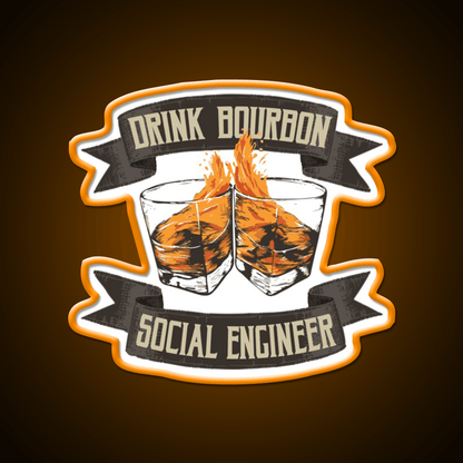 Drink Bourbon Social Engineer Whiskey Drink Bar Led Neon Sign Rgb Color - Shineneon