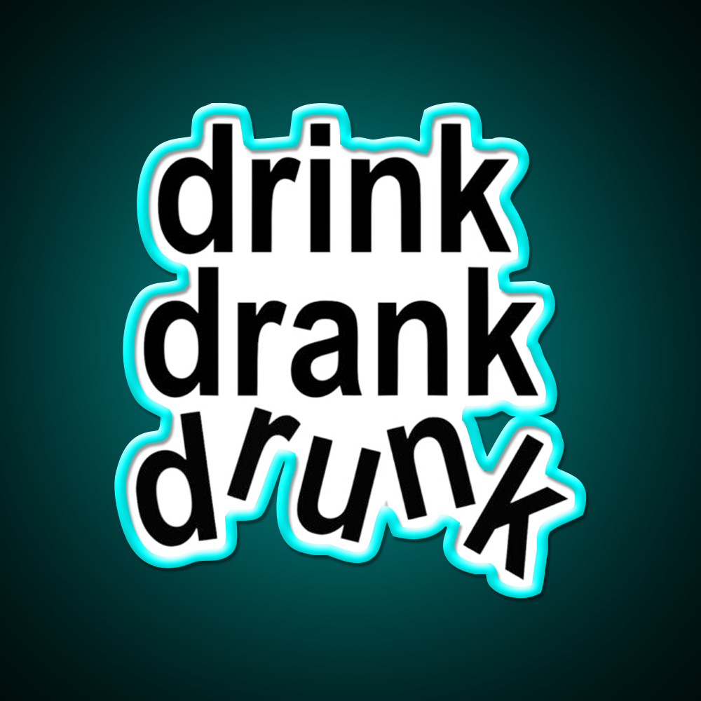 Drink Drank Drunk Beer Bar Decor Led Neon Sign Rgb Color - Size and dimension reference