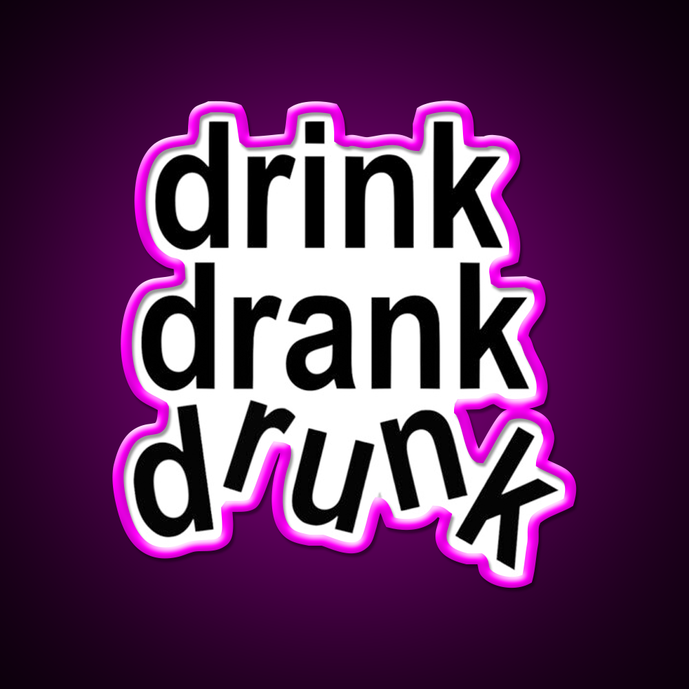 Drink Drank Drunk Beer Bar Decor Led Neon Sign Rgb Color - Neon sign mounted on wall in room