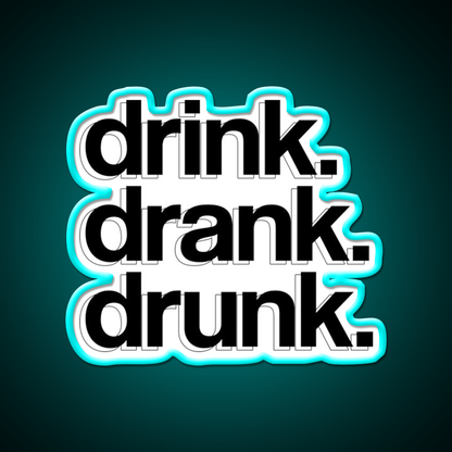 Drink Drank Drunk Beer Bar Decor Led Neon Sign Wall Art Rgb Color - Size and dimension reference