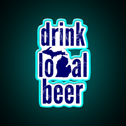 Drink Local Beer Bar Decor Led Neon Sign Business Wall Art Rgb Color - Size and dimension reference