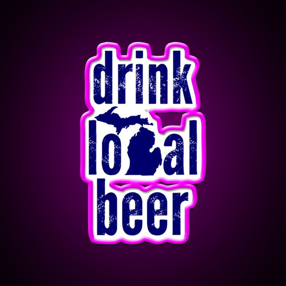 Drink Local Beer Bar Decor Led Neon Sign Business Wall Art Rgb Color - Neon sign mounted on wall in room