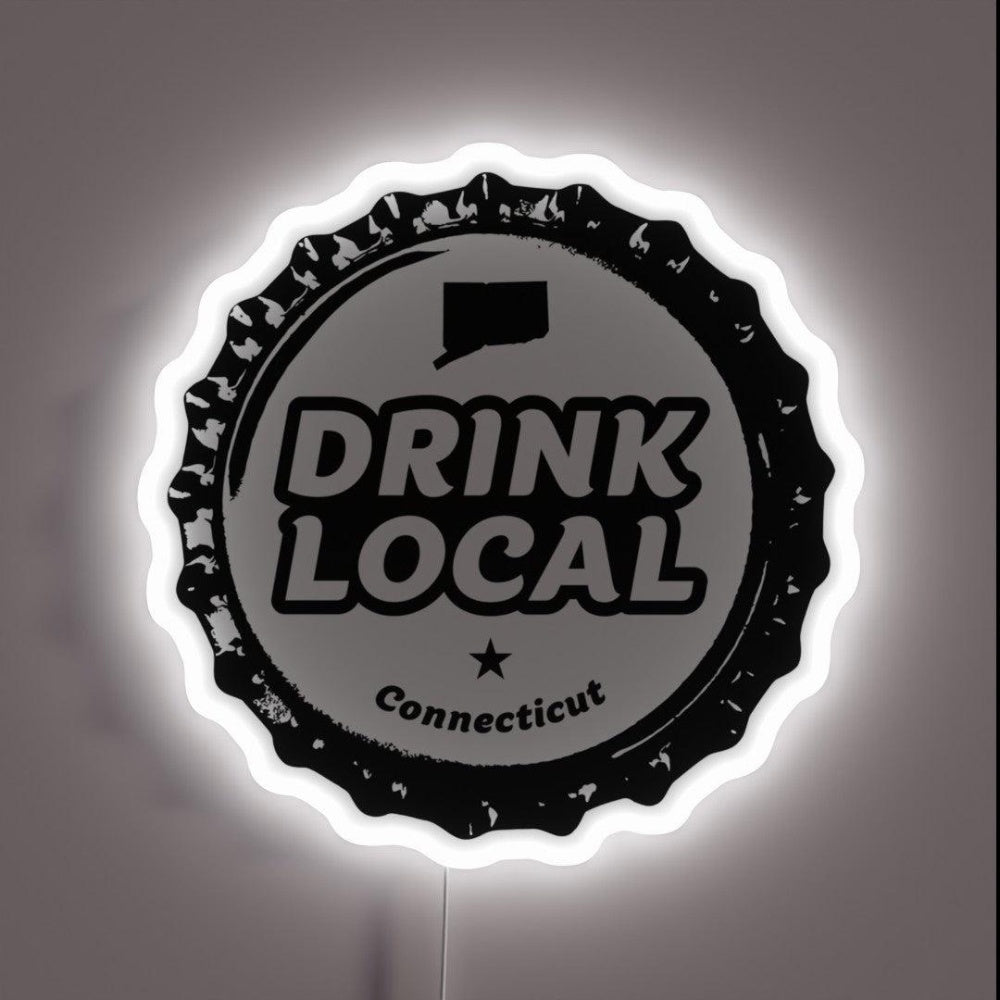 Drink Local Connecticut Craft Beer Bottle Cap Rgb Led Neon Sign - Shineneon