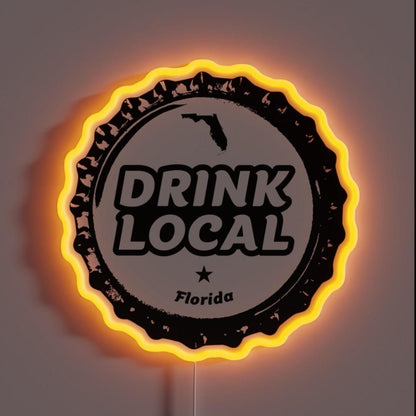 Drink Local Florida Craft Beer Bottle Cap Rgb Led Neon Sign - Shineneon