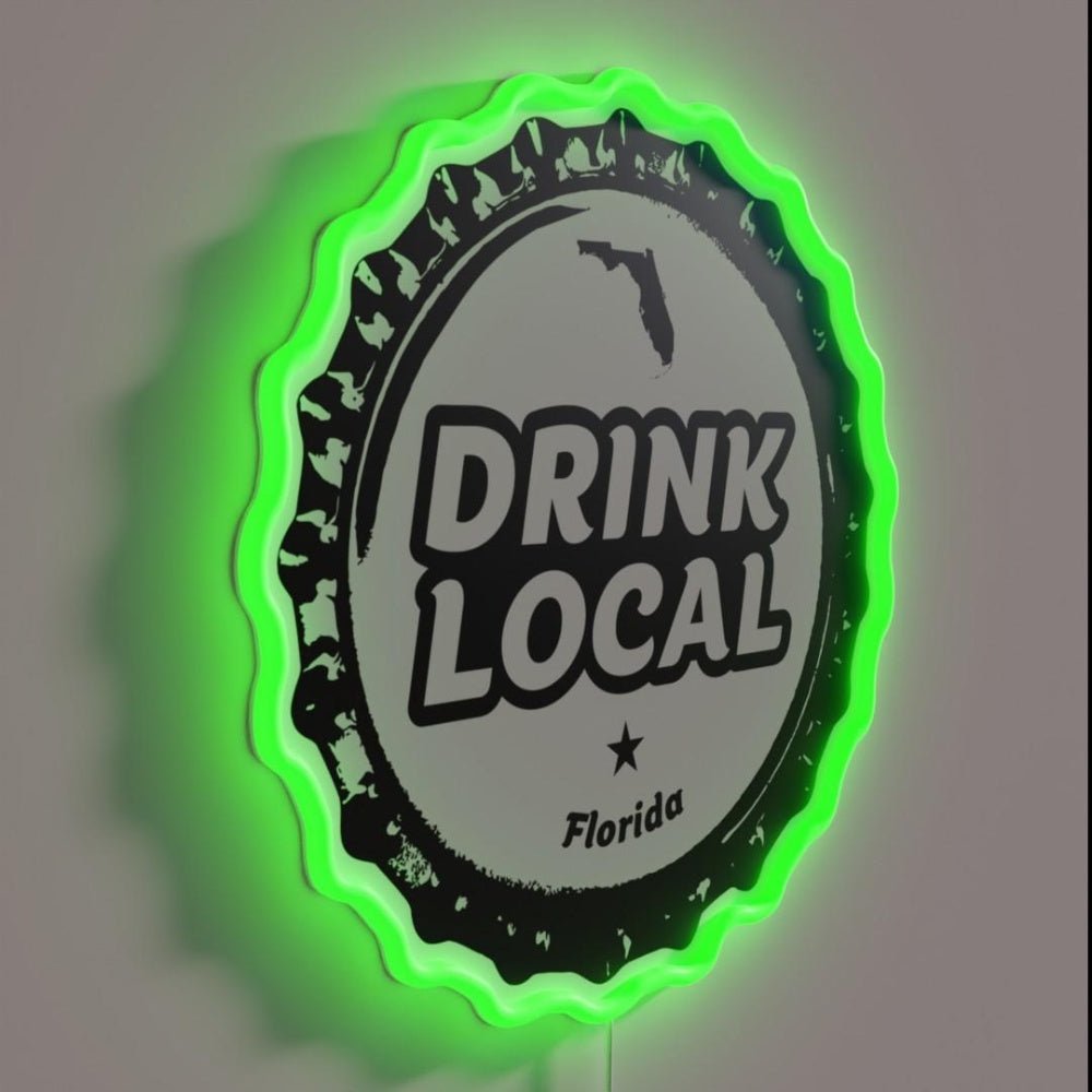 Drink Local Florida Craft Beer Bottle Cap Rgb Led Neon Sign - Shineneon