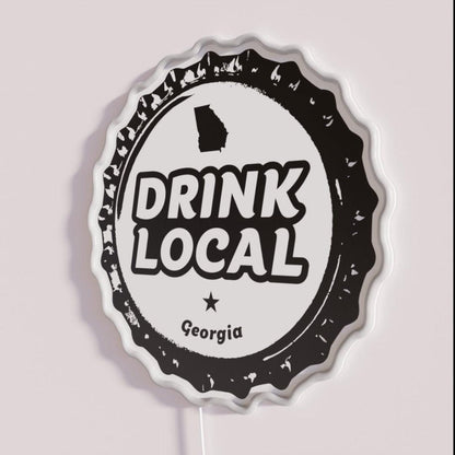 Drink Local Georgia Craft Beer Bottle Cap Rgb Led Neon Sign - Shineneon