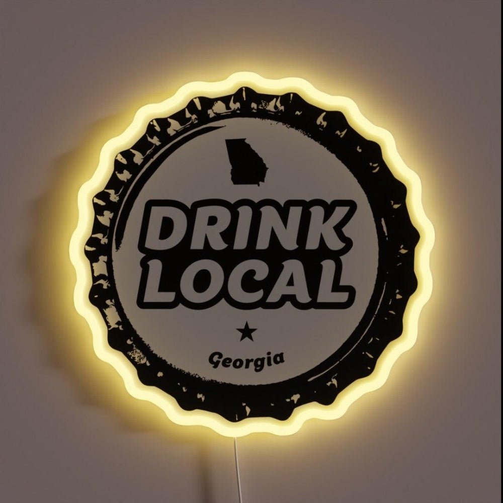 Drink Local Georgia Craft Beer Bottle Cap Rgb Led Neon Sign - Shineneon