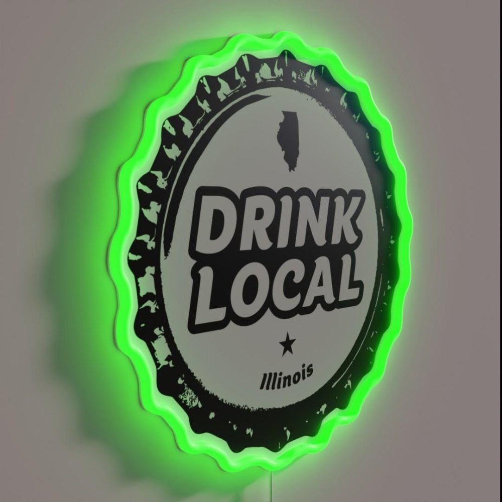 Drink Local Illinois Craft Beer Bottle Cap Rgb Led Neon Sign - Shineneon