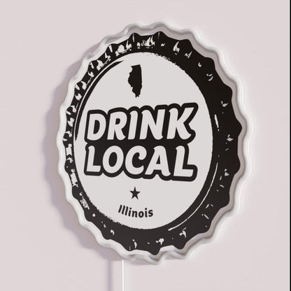 Drink Local Illinois Craft Beer Bottle Cap Rgb Led Neon Sign - Shineneon