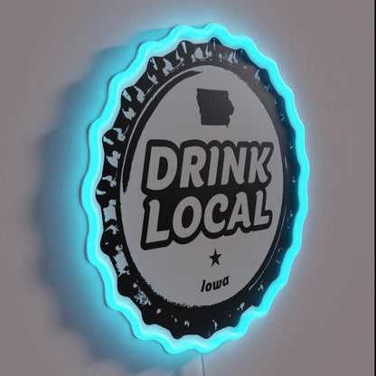 Drink Local Iowa Craft Beer Bottle Cap Rgb Led Neon Sign - Shineneon