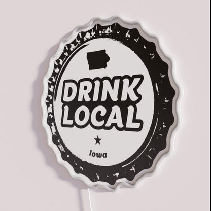 Drink Local Iowa Craft Beer Bottle Cap Rgb Led Neon Sign - Shineneon