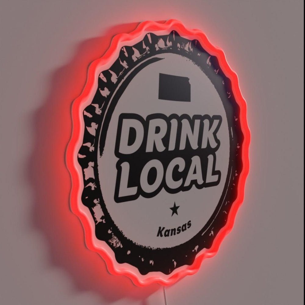Drink Local Kansas Craft Beer Bottle Cap Rgb Led Neon Sign - Shineneon