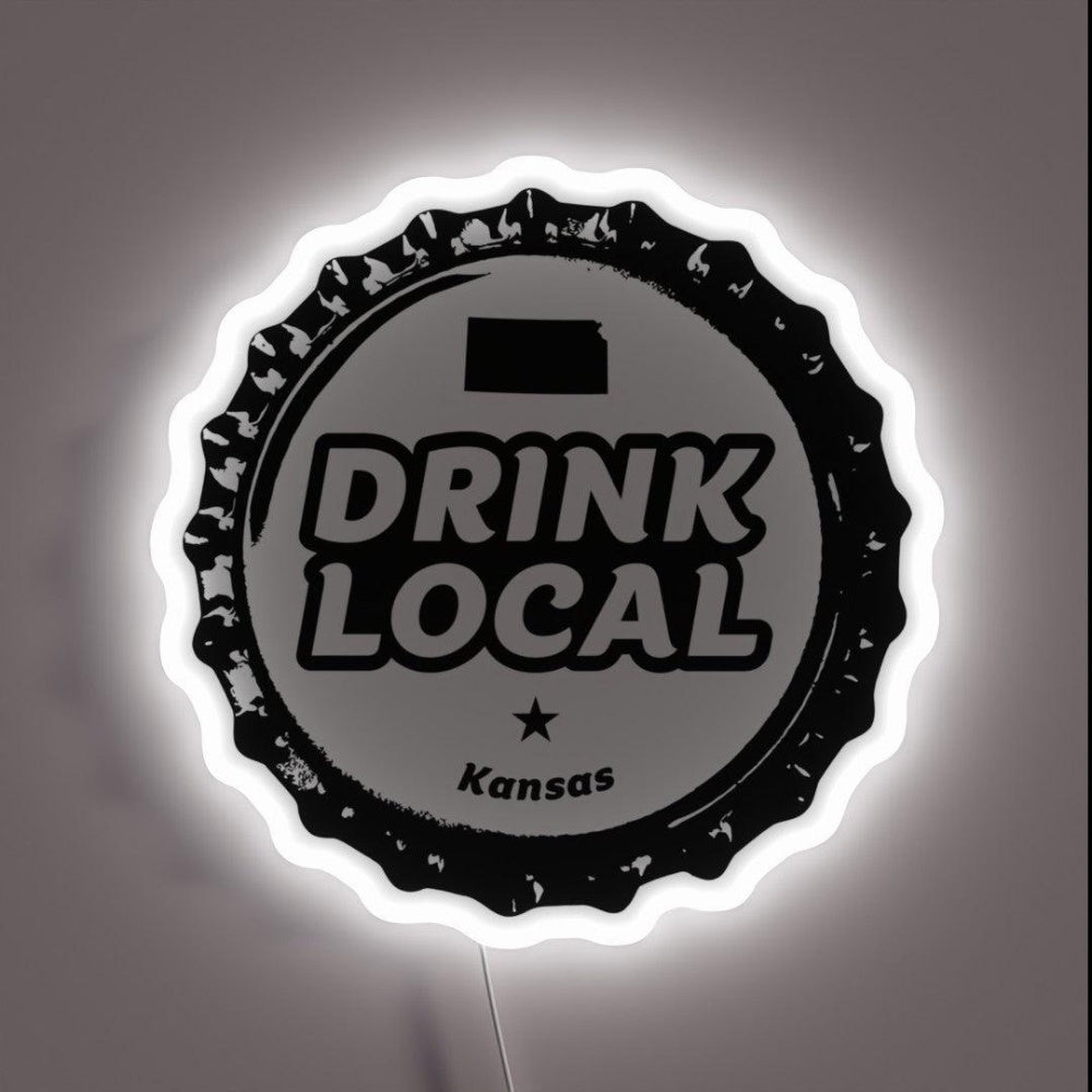 Drink Local Kansas Craft Beer Bottle Cap Rgb Led Neon Sign - Shineneon