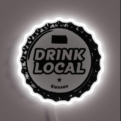 Drink Local Kansas Craft Beer Bottle Cap Rgb Led Neon Sign - Shineneon
