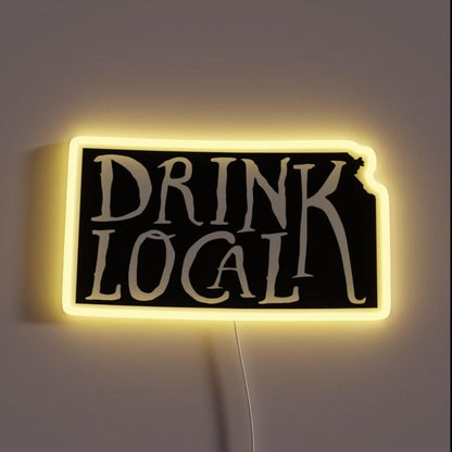 Drink Local Kansas State Outline Craft Beer Rgb Led Neon Sign - Shineneon
