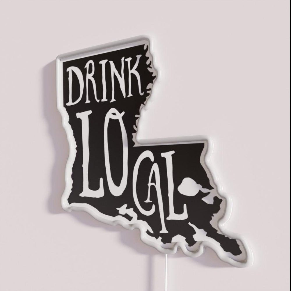 Drink Local Louisiana State Outline Craft Beer Rgb Led Neon Sign - Shineneon
