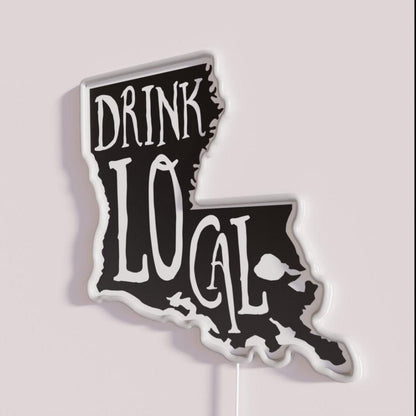 Drink Local Louisiana State Outline Craft Beer Rgb Led Neon Sign - Shineneon