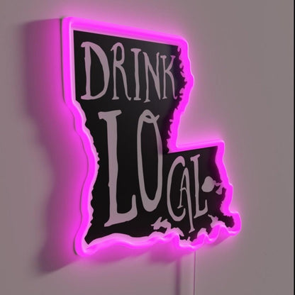 Drink Local Louisiana State Outline Craft Beer Rgb Led Neon Sign - Shineneon
