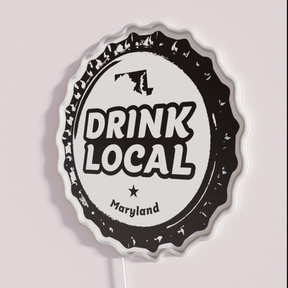 Drink Local Maryland Craft Beer Bottle Cap Rgb Led Neon Sign - Shineneon