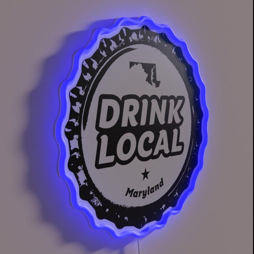 Drink Local Maryland Craft Beer Bottle Cap Rgb Led Neon Sign - Shineneon