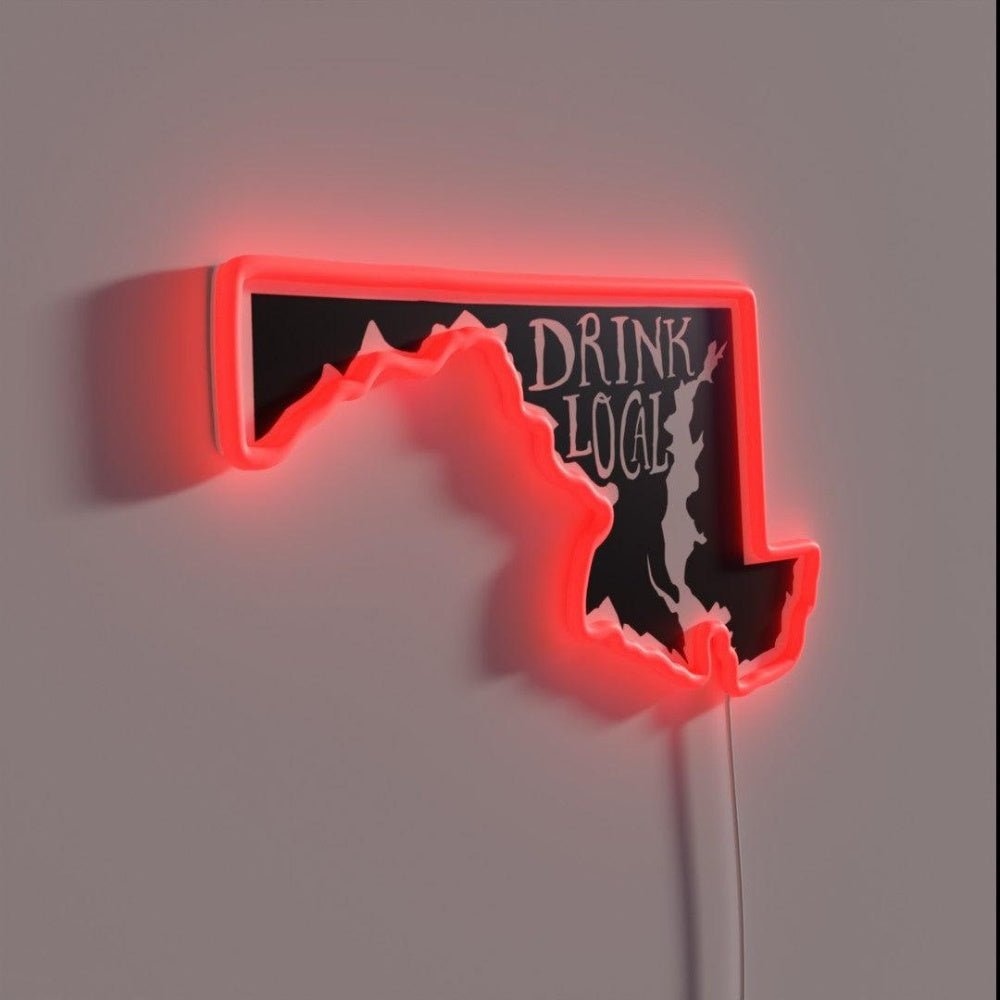 Drink Local Maryland State Outline Craft Beer Rgb Led Neon Sign - Shineneon