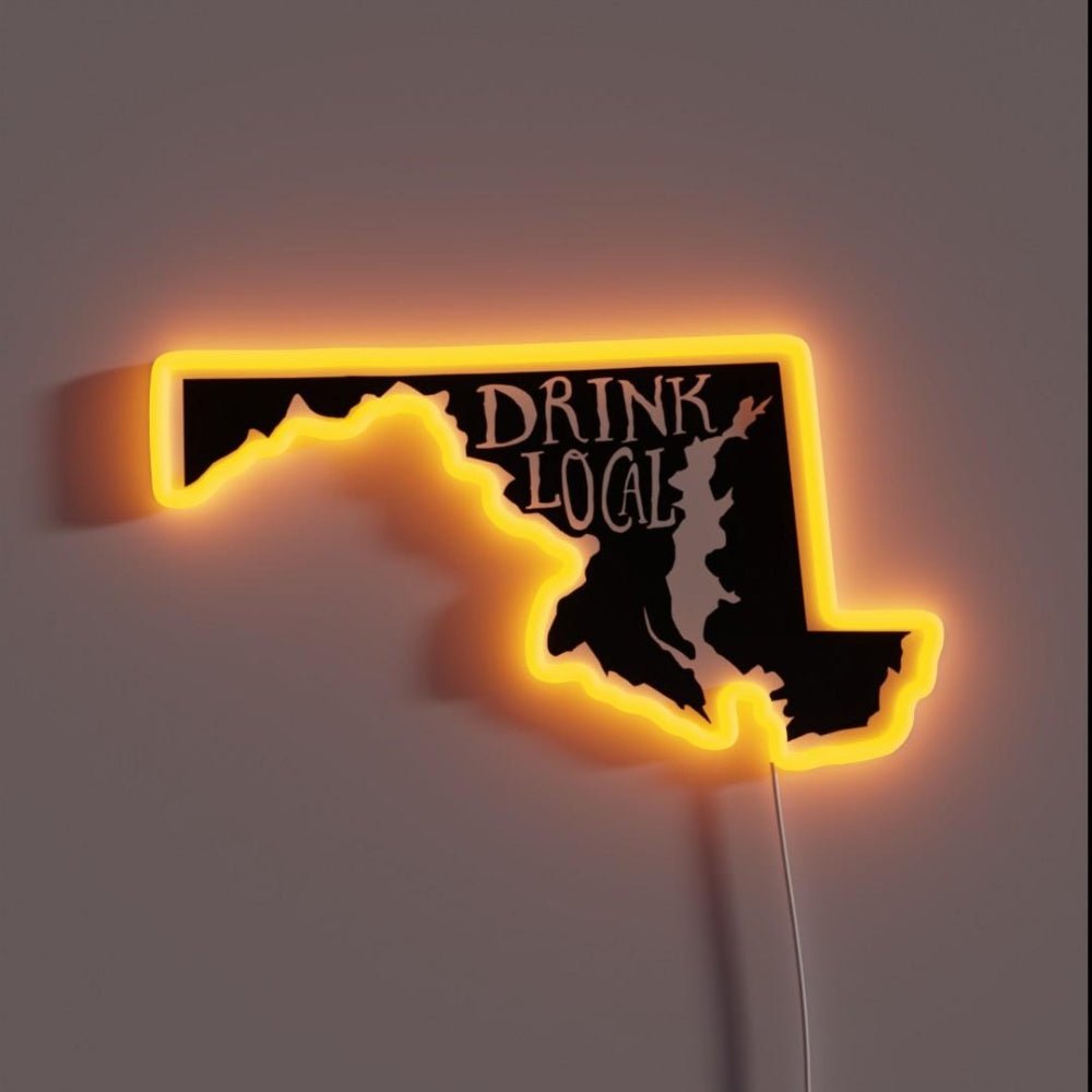 Drink Local Maryland State Outline Craft Beer Rgb Led Neon Sign - Shineneon