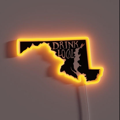 Drink Local Maryland State Outline Craft Beer Rgb Led Neon Sign - Shineneon