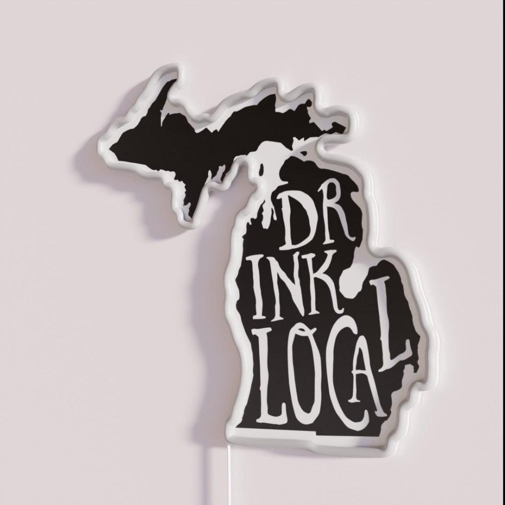 Drink Local Michigan State Outline Craft Beer Rgb Led Neon Sign - Shineneon