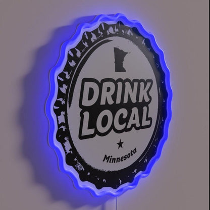Drink Local Minnesota Craft Beer Bottle Cap Rgb Led Neon Sign - Shineneon