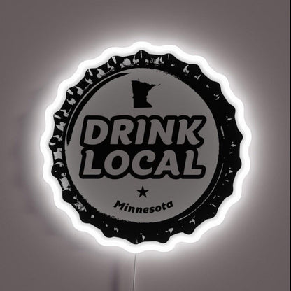 Drink Local Minnesota Craft Beer Bottle Cap Rgb Led Neon Sign - Shineneon