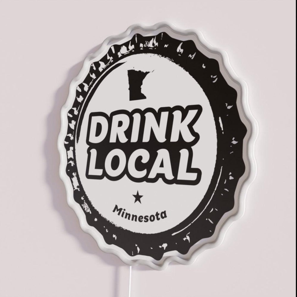 Drink Local Minnesota Craft Beer Bottle Cap Rgb Led Neon Sign - Shineneon