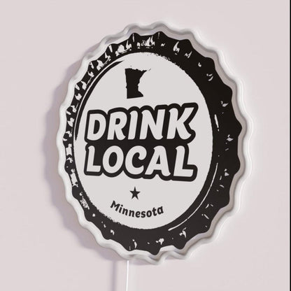 Drink Local Minnesota Craft Beer Bottle Cap Rgb Led Neon Sign - Shineneon