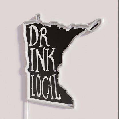 Drink Local Minnesota State Outline Craft Beer Rgb Led Neon Sign - Shineneon