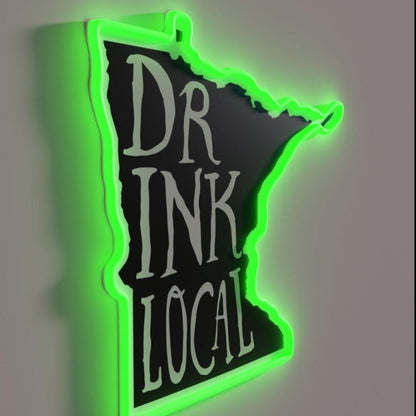 Drink Local Minnesota State Outline Craft Beer Rgb Led Neon Sign - Shineneon