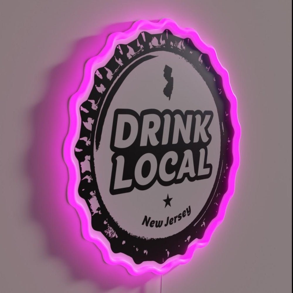 Drink Local New Jersey Craft Beer Bottle Cap Rgb Led Neon Sign - Shineneon