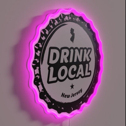 Drink Local New Jersey Craft Beer Bottle Cap Rgb Led Neon Sign - Shineneon